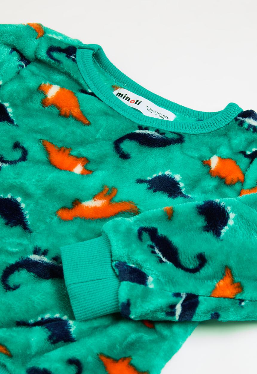 MINOTI - Boys 2 pack dinosaur cuddle fleece pyjama set - green