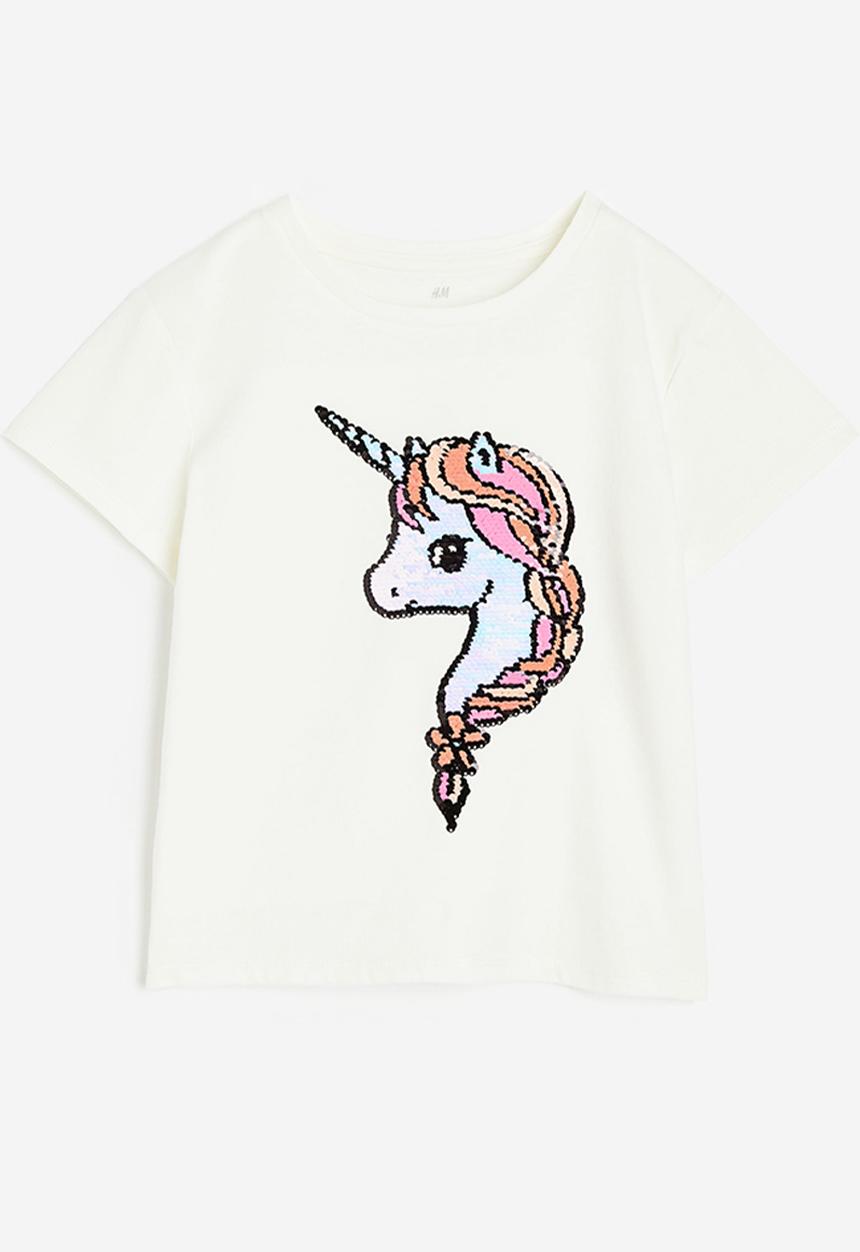 H&M - Top - white unicorn 