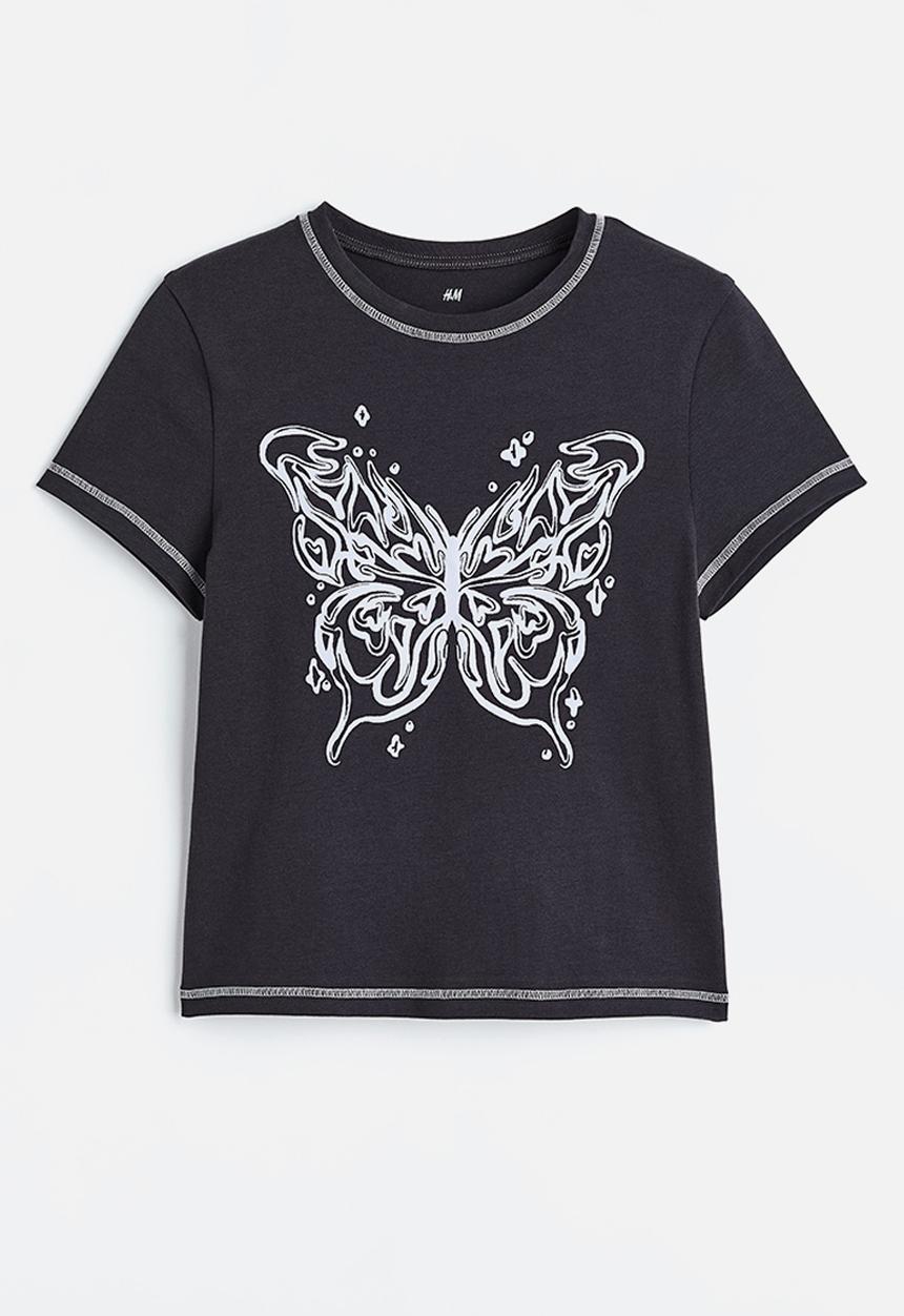 H&M - Printed T-shirt - dark grey