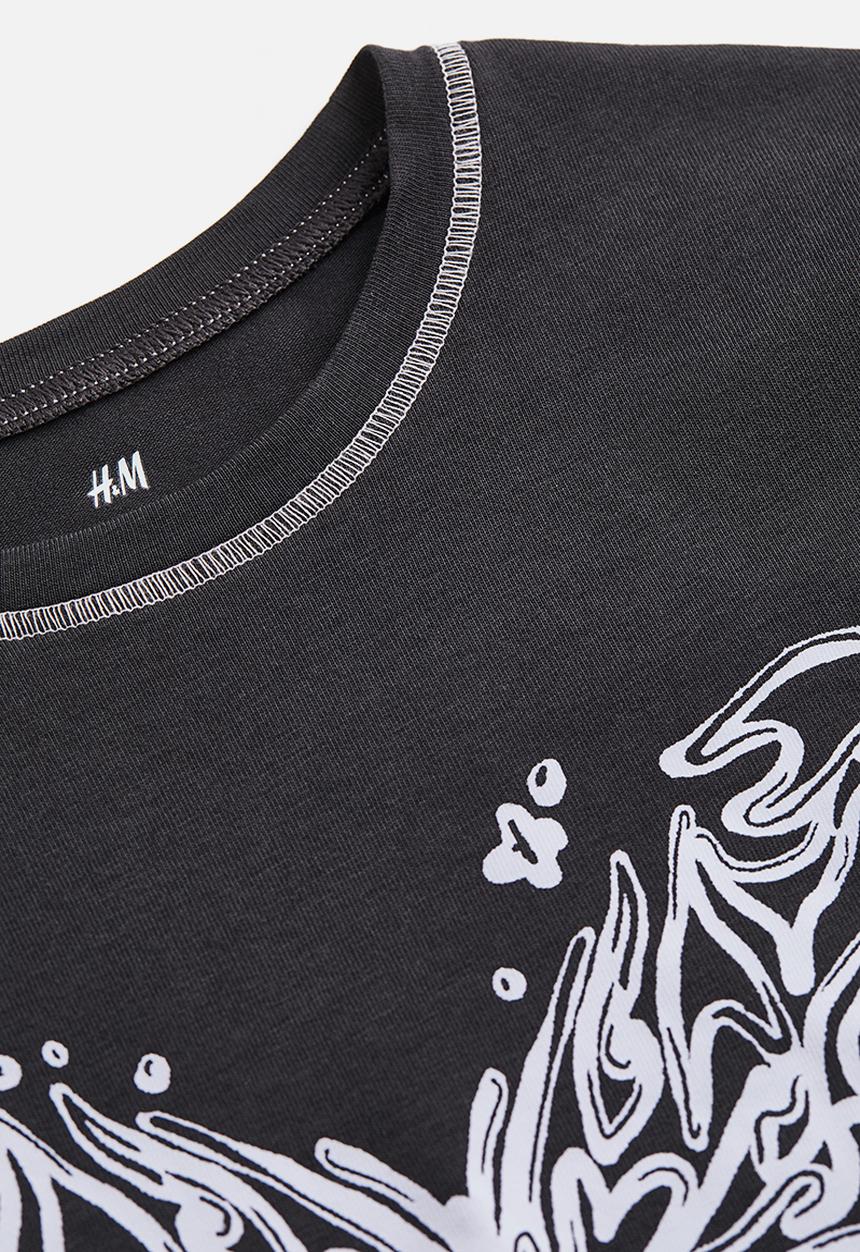 H&M - Printed T-shirt - dark grey