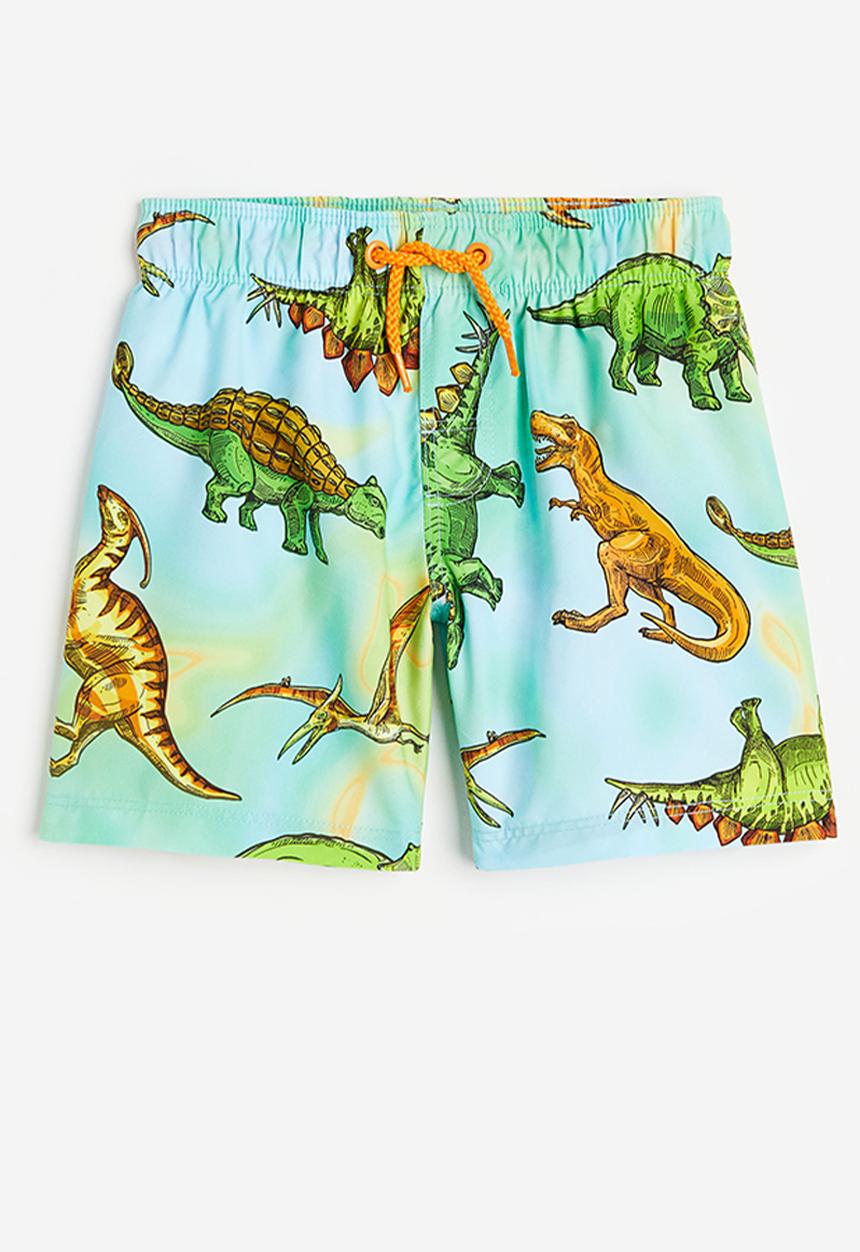 H&M - Patterned swim shorts - turquoise dinosaurs