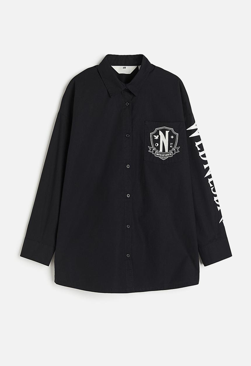 H&M - Printed cotton shirt - black