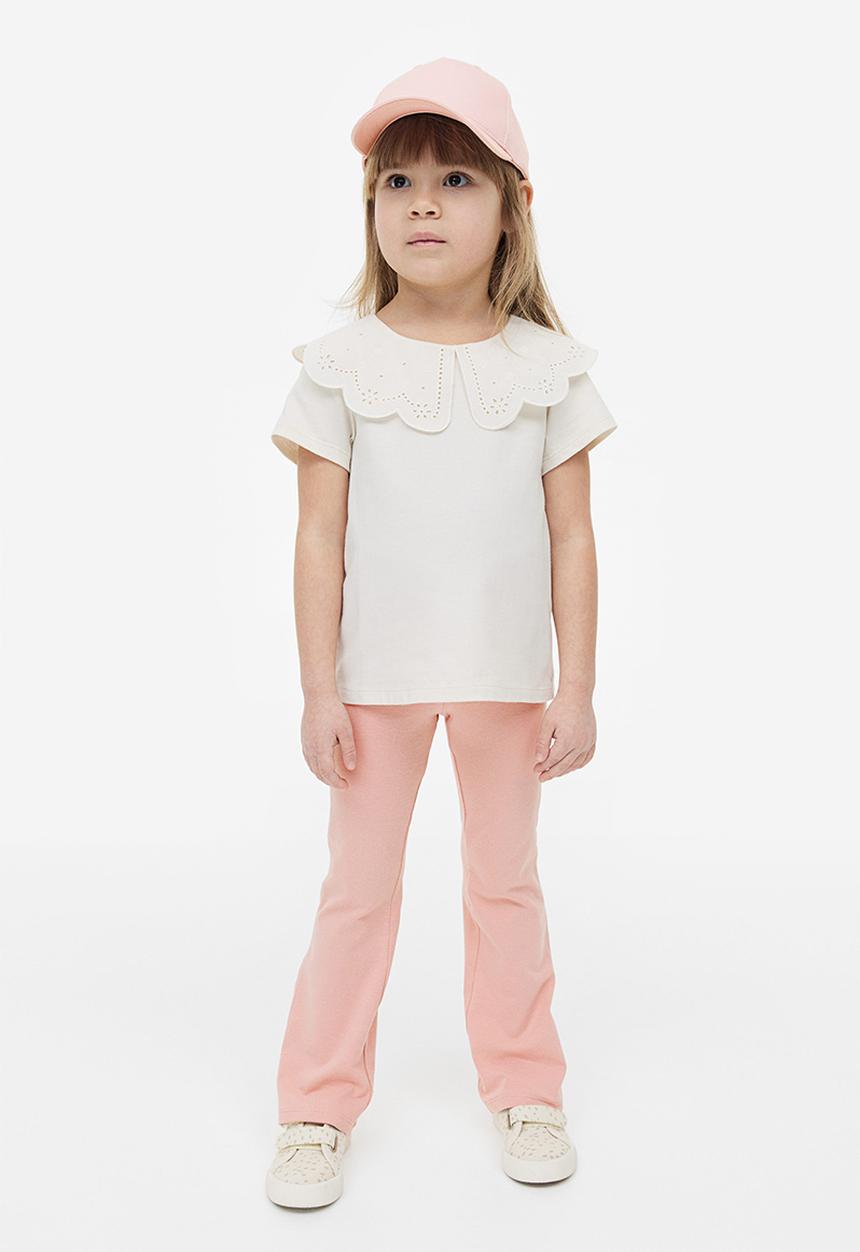H&M - Flared cotton leggings - light pink 