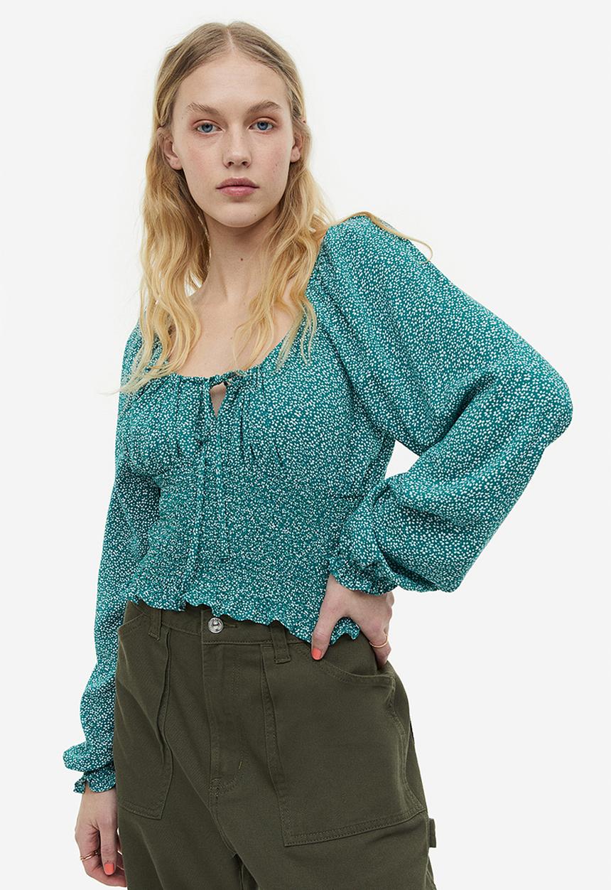 H&M - Smocked blouse - green floral