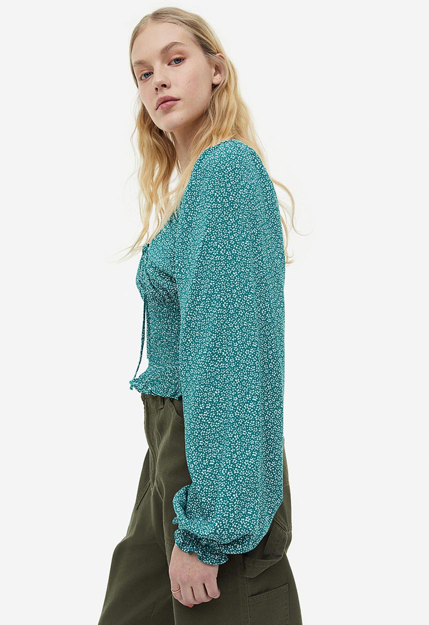 H&M - Smocked blouse - green floral