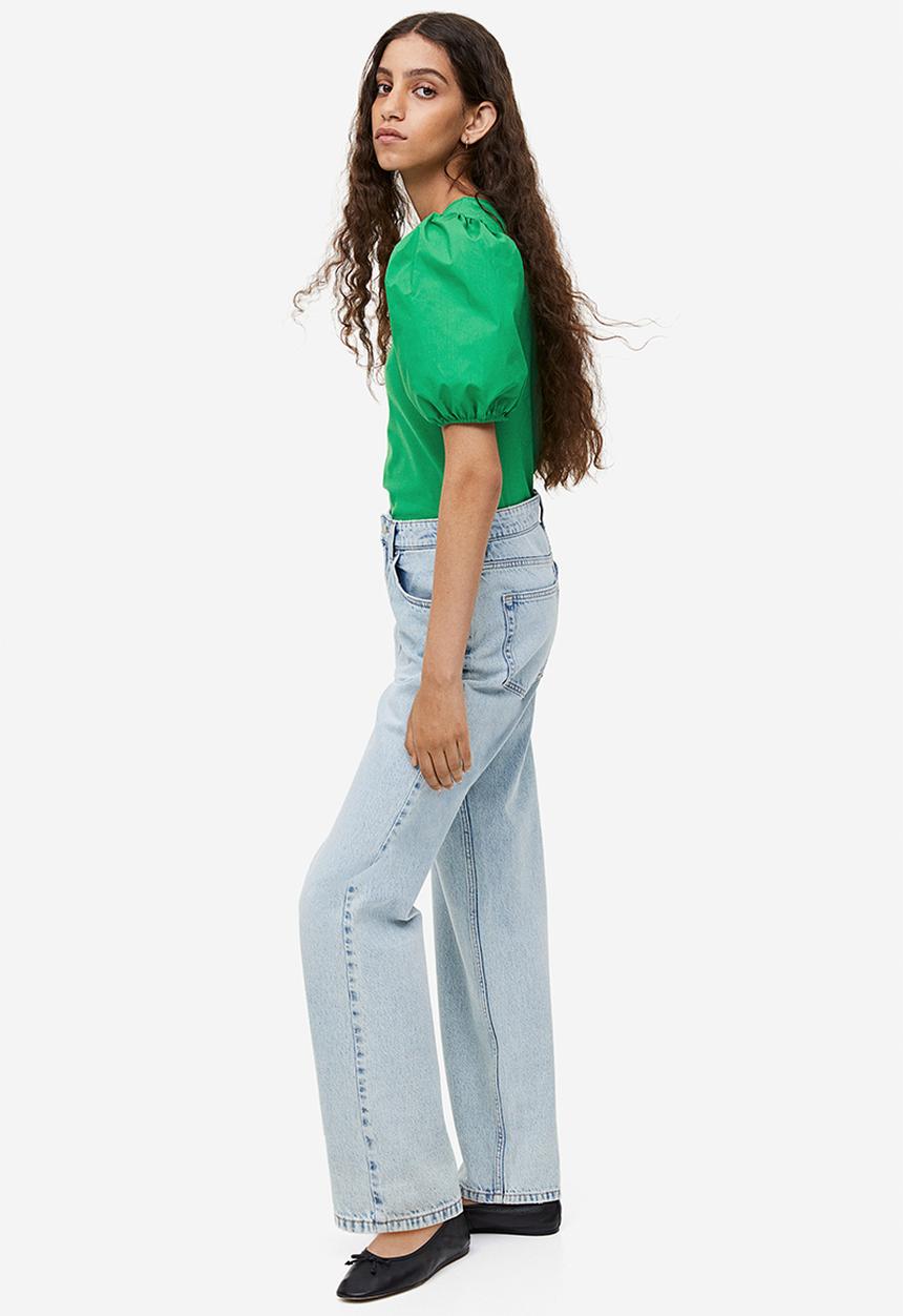 H&M - Puff-sleeved top - green
