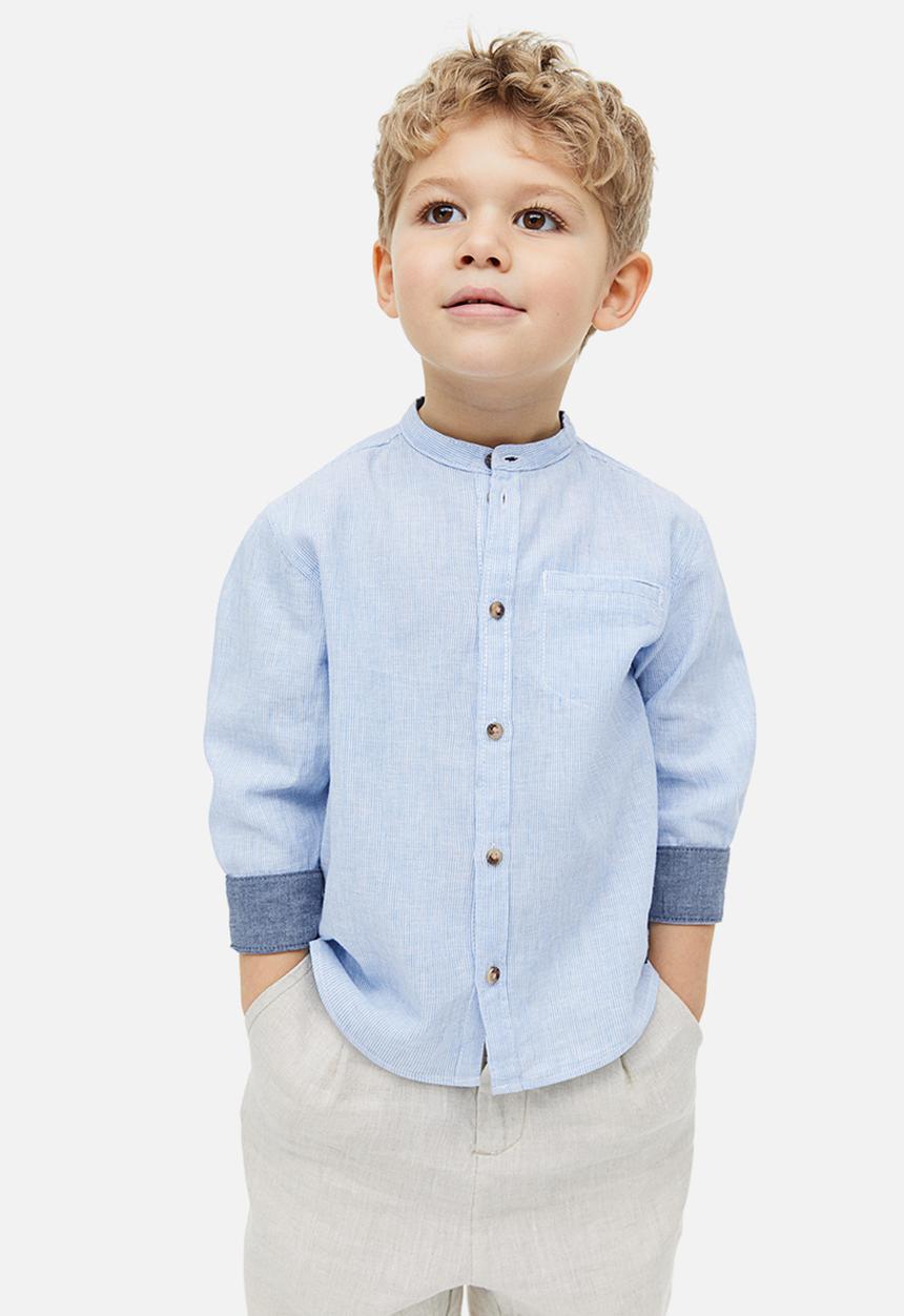 H&M - Grandad shirt - light blue striped