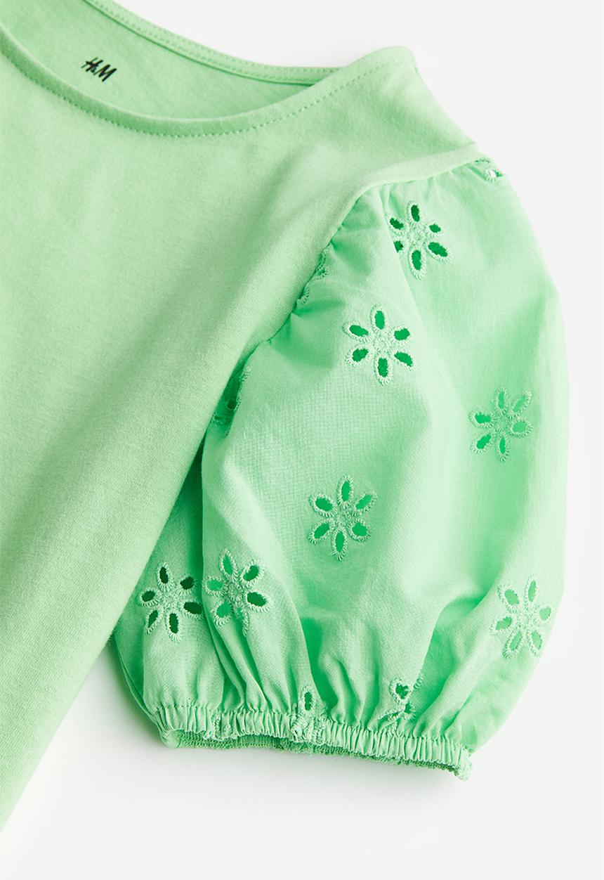 H&M - Puff-sleeved top - light green