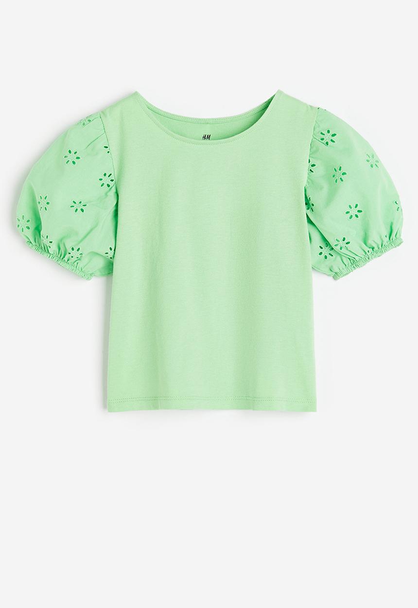 H&M - Puff-sleeved top - light green