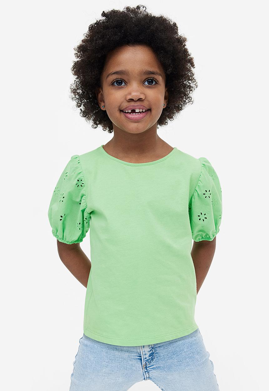 H&M - Puff-sleeved top - light green