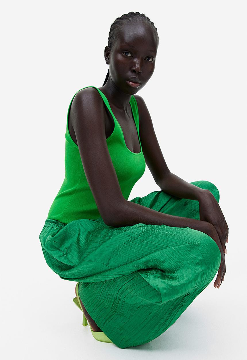 H&M - Ribbed vest top - green