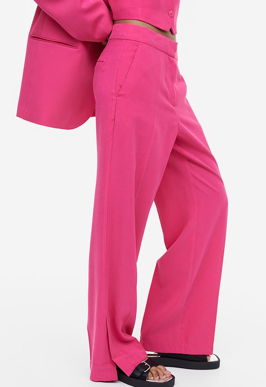 H&M - Slit-hem trousers - cerise