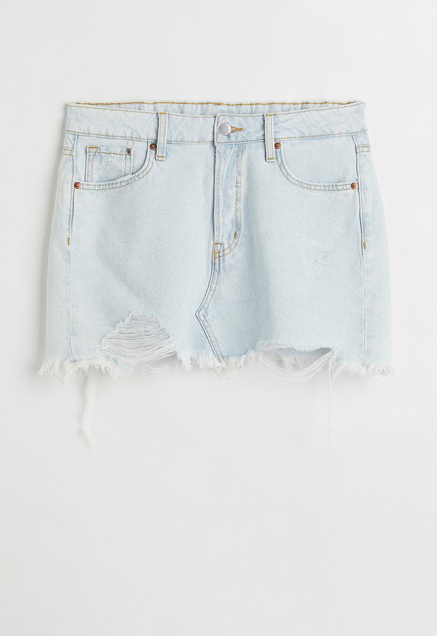 H&M - Low waist denim skirt - light denim blue