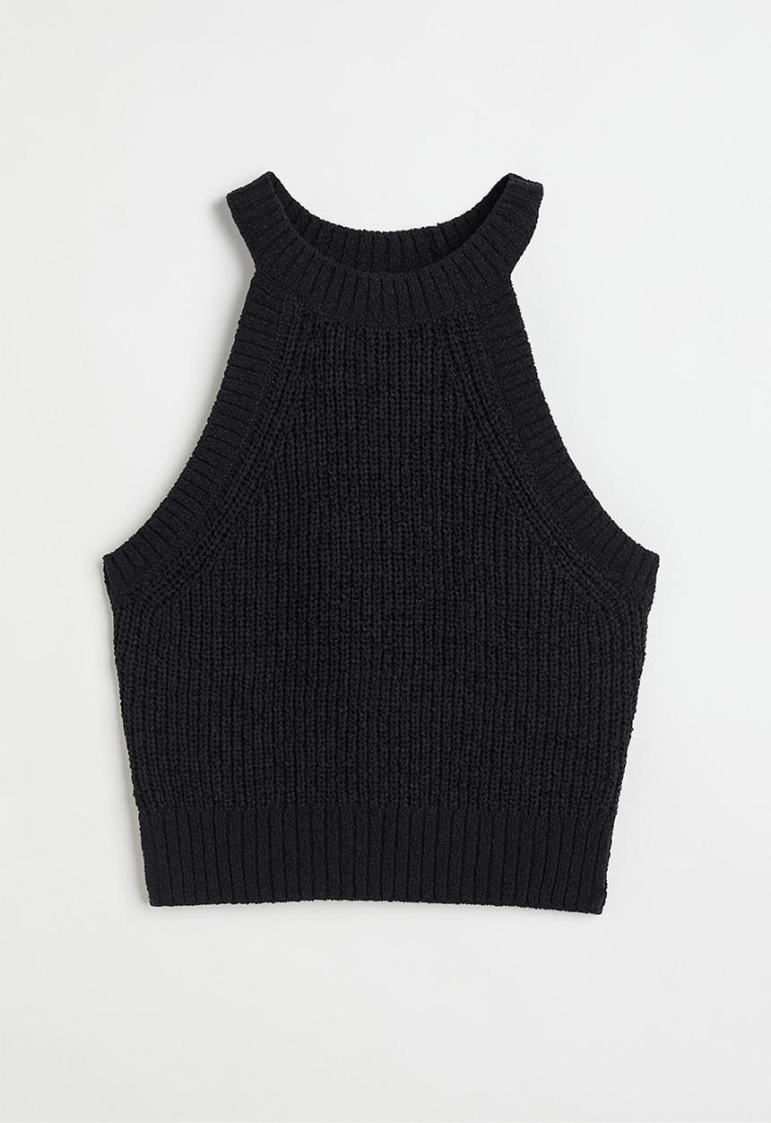 H&M - Knitted sleeveless top - black