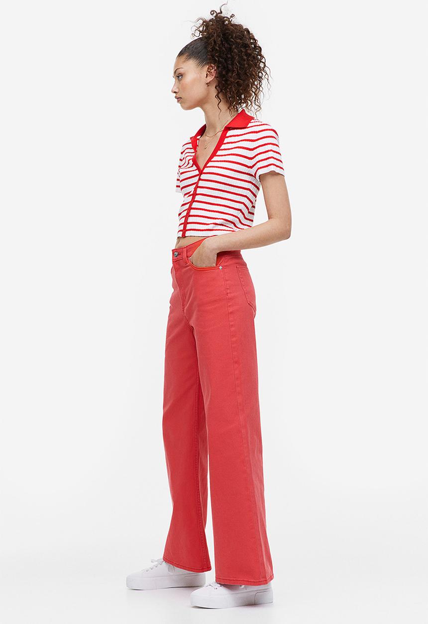 H&M - Wide twill trousers - red