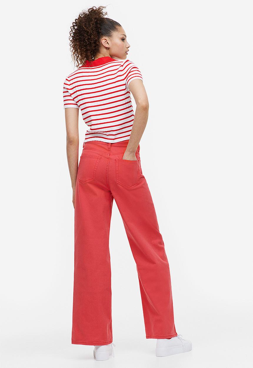H&M - Wide twill trousers - red