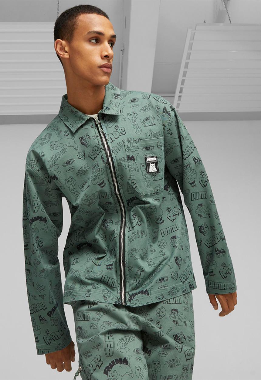 PUMA - Puma x ripndip aop twill shirt - green 