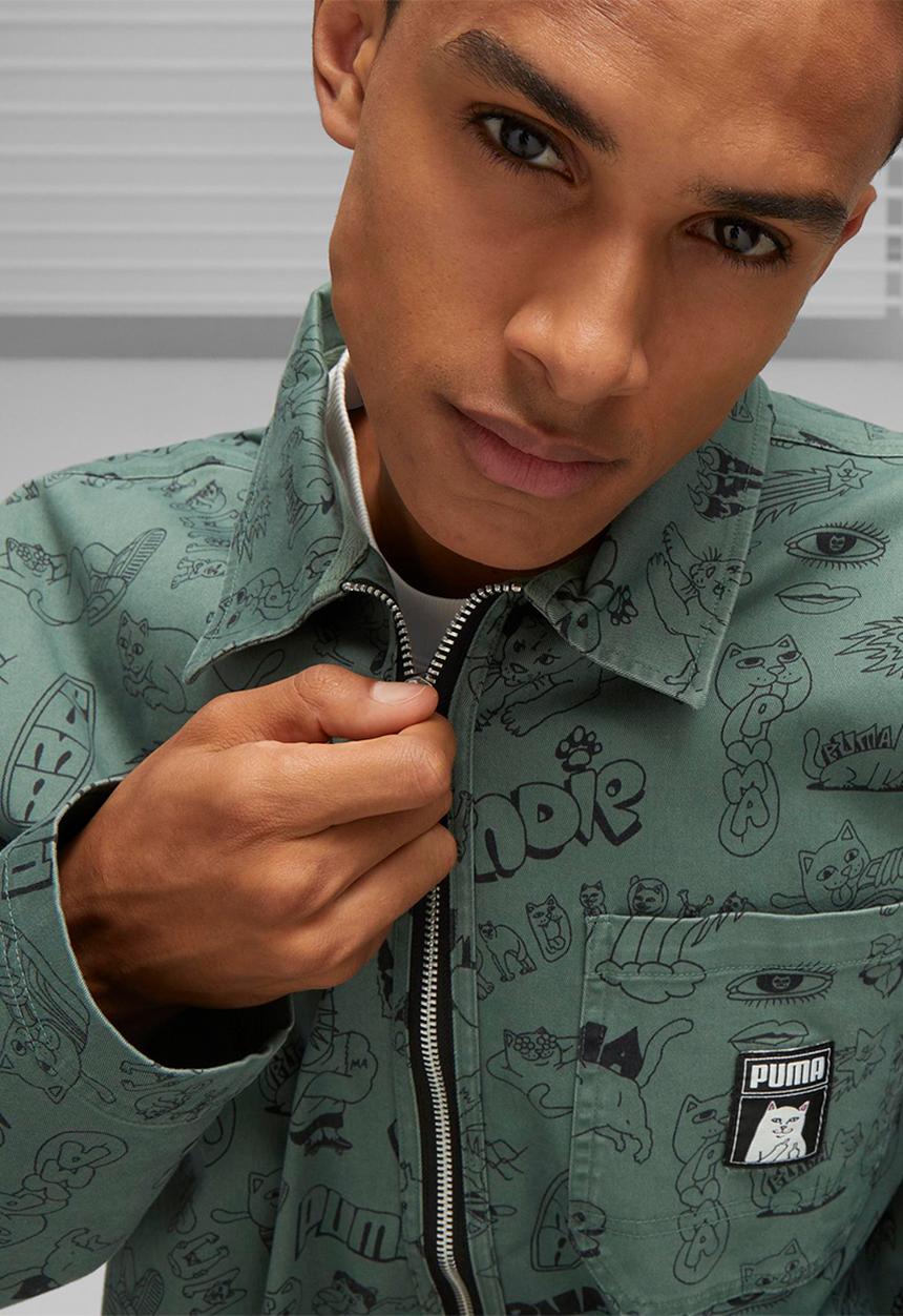 PUMA - Puma x ripndip aop twill shirt - green 