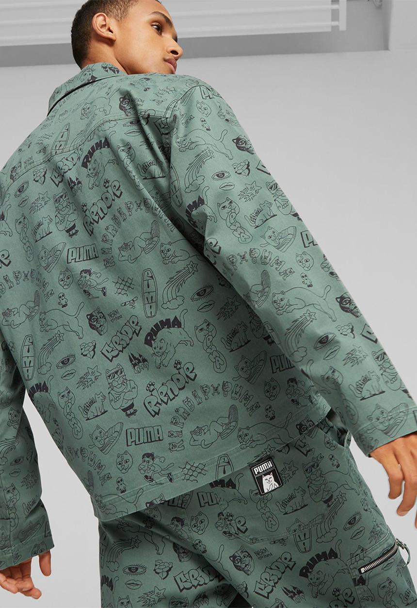 PUMA - Puma x ripndip aop twill shirt - green 