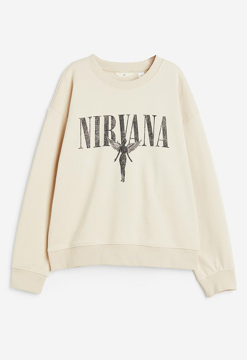 H&M - Motif-detail sweatshirt - light beige nirvana