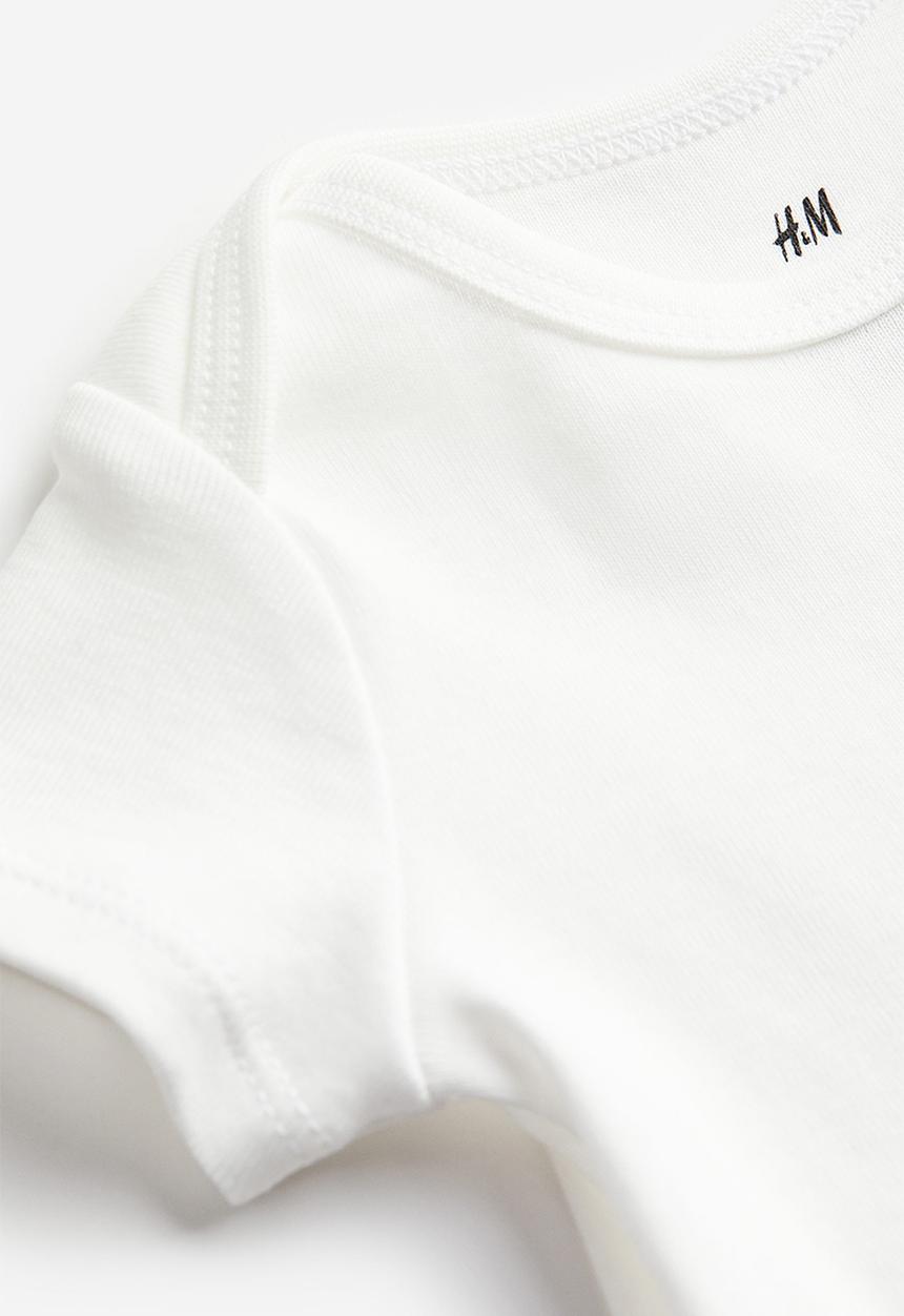 H&M - 2-piece cotton dungaree set - white / light dusky green 