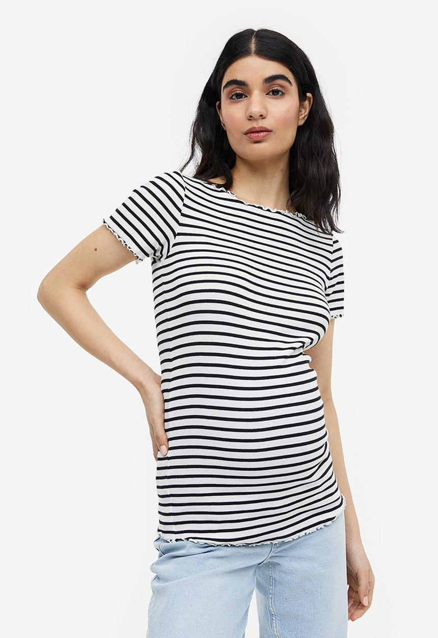 H&M - Mama 2-pack cotton tops - black striped