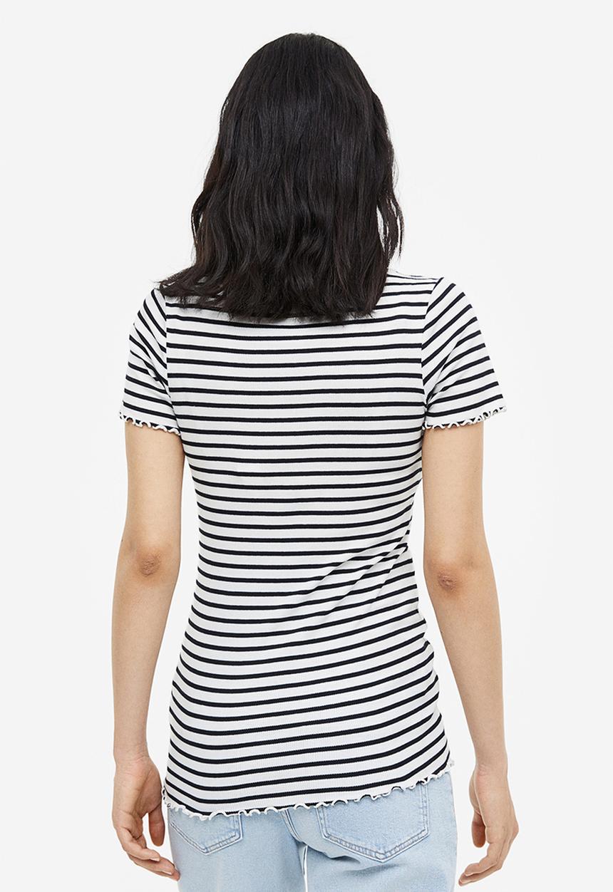 H&M - Mama 2-pack cotton tops - black striped