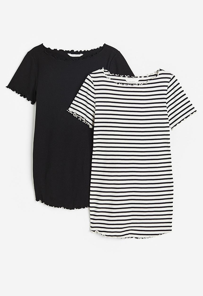 H&M - Mama 2-pack cotton tops - black striped