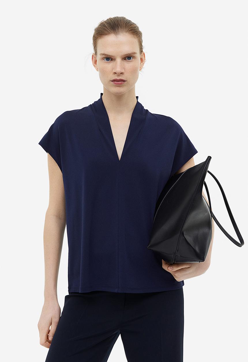 H&M - V-neck top - navy blue 