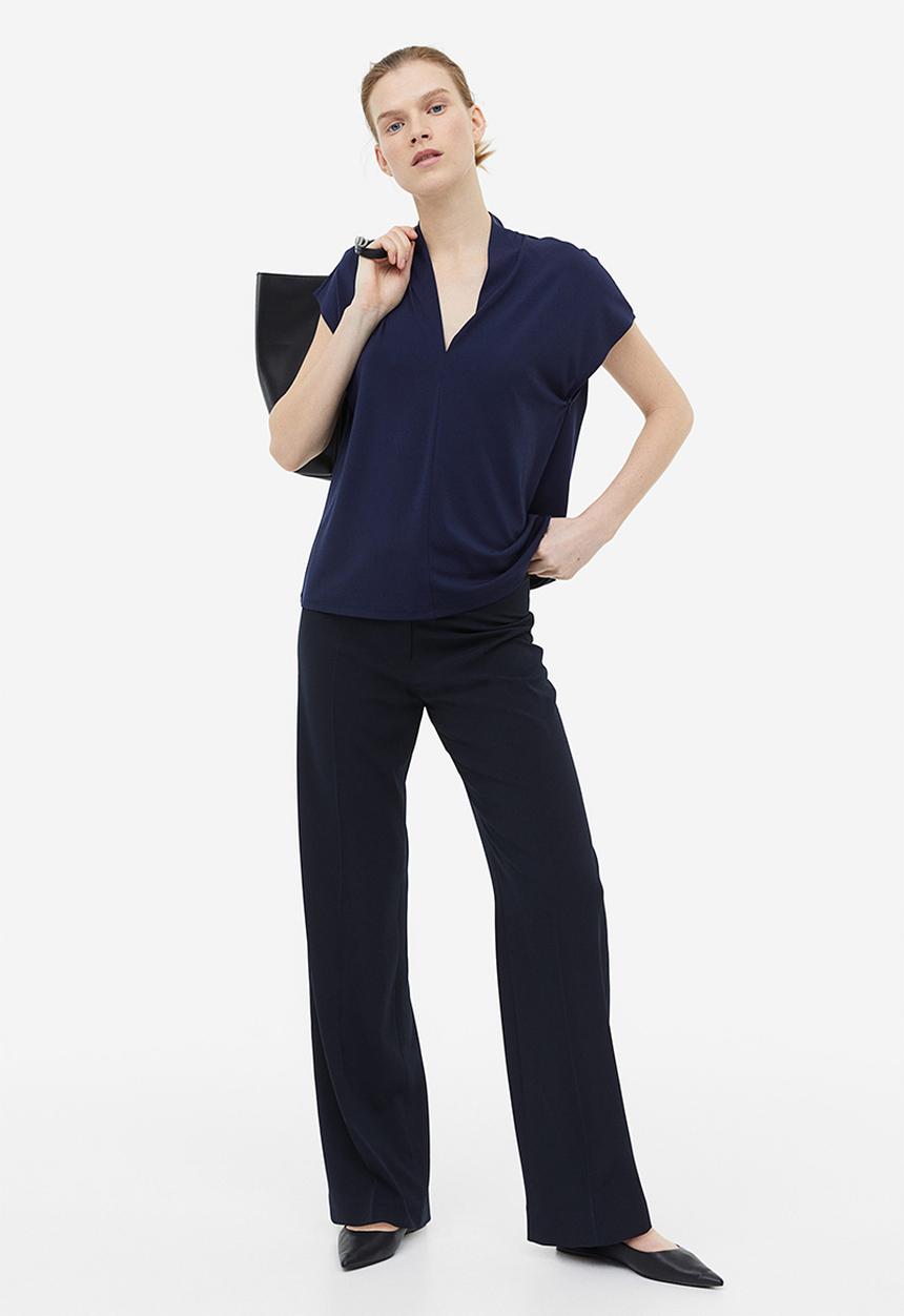 H&M - V-neck top - navy blue 