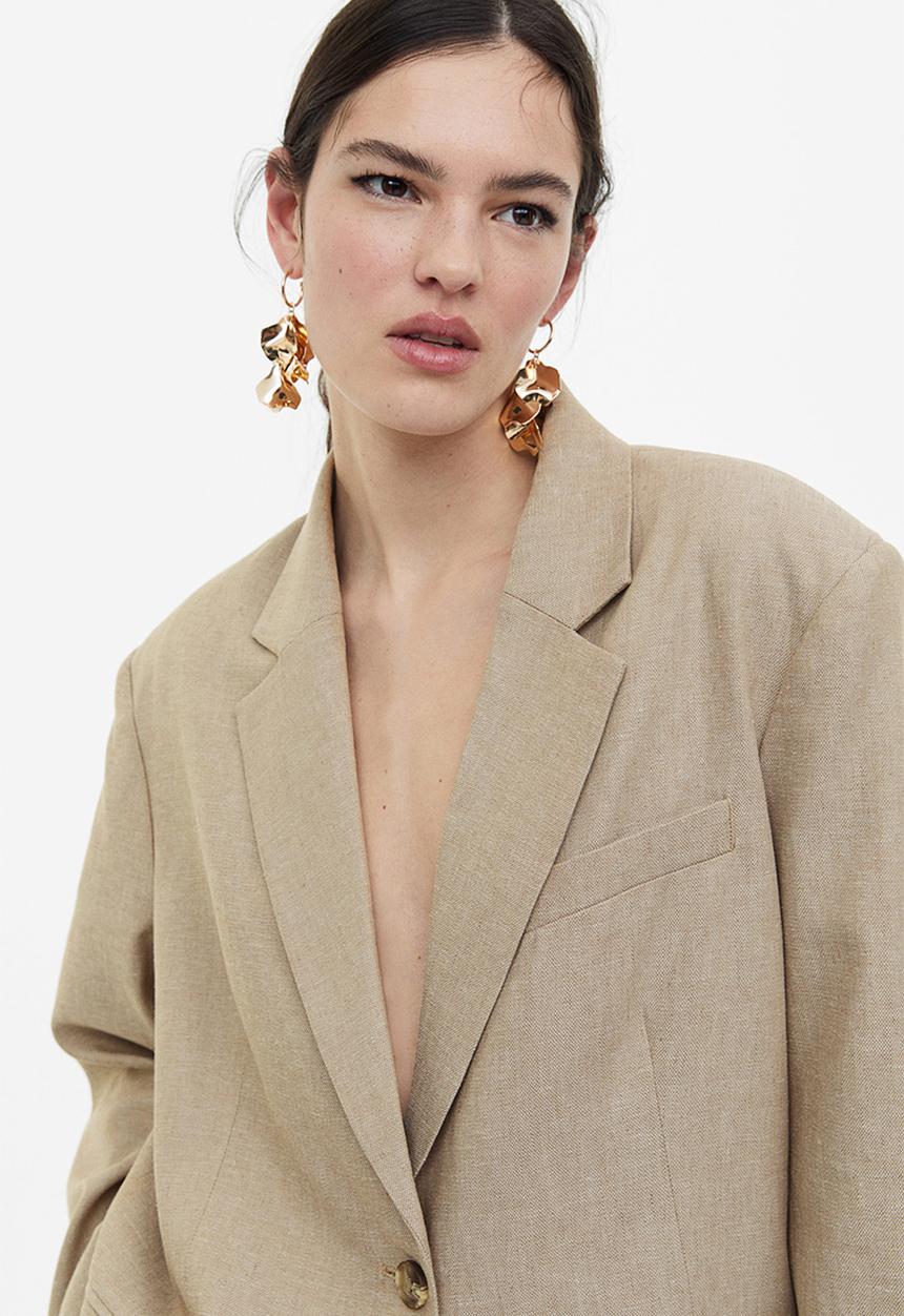 H&M - Oversized single-breasted blazer - beige