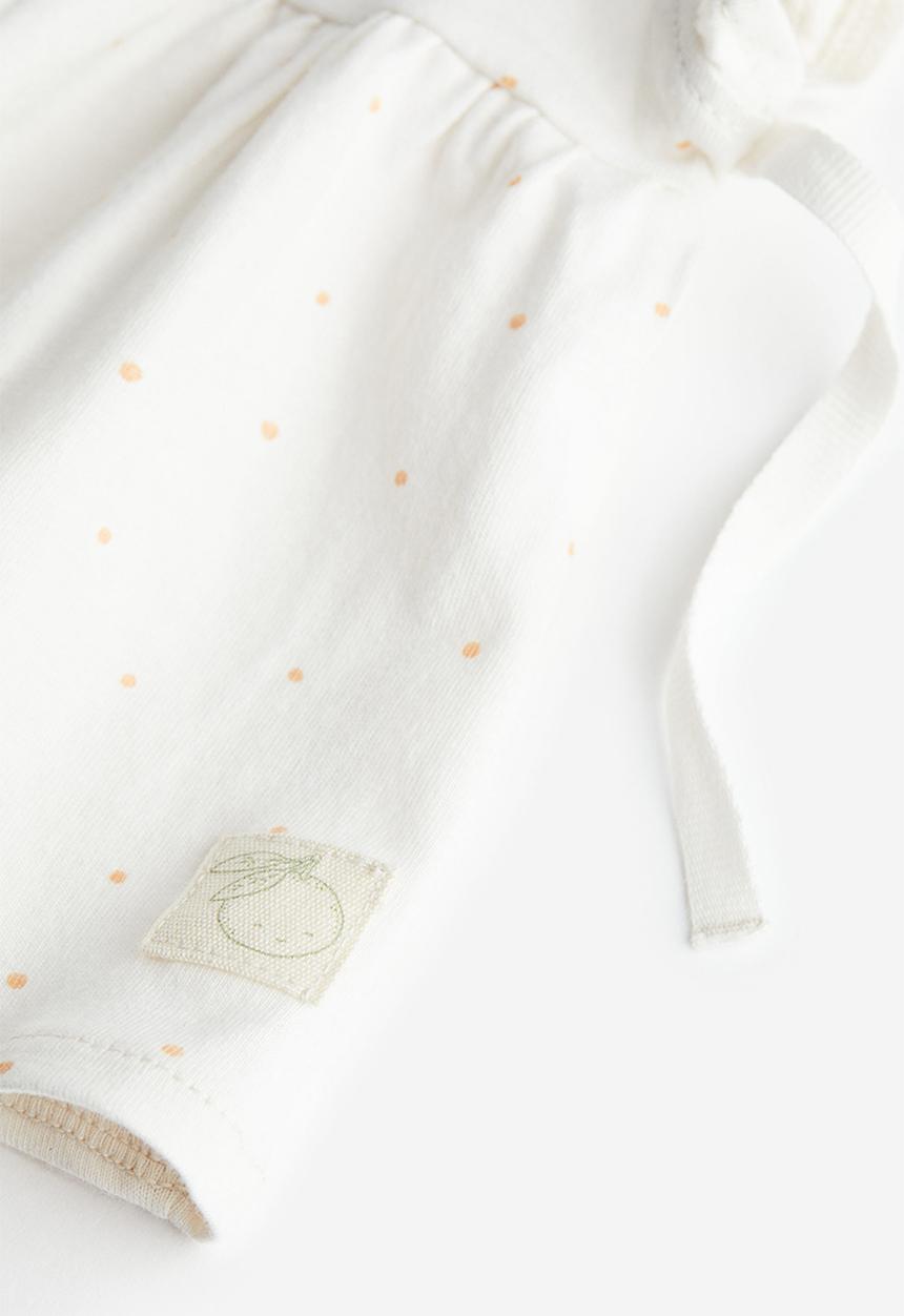 H&M - 2-piece cotton dress set - white / spotted 