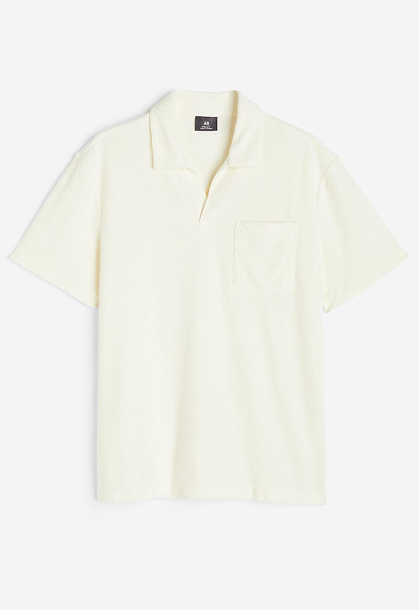 H&M - Regular fit terry polo shirt - white