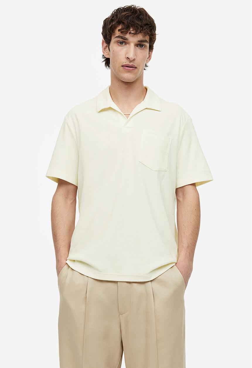 H&M - Regular fit terry polo shirt - white