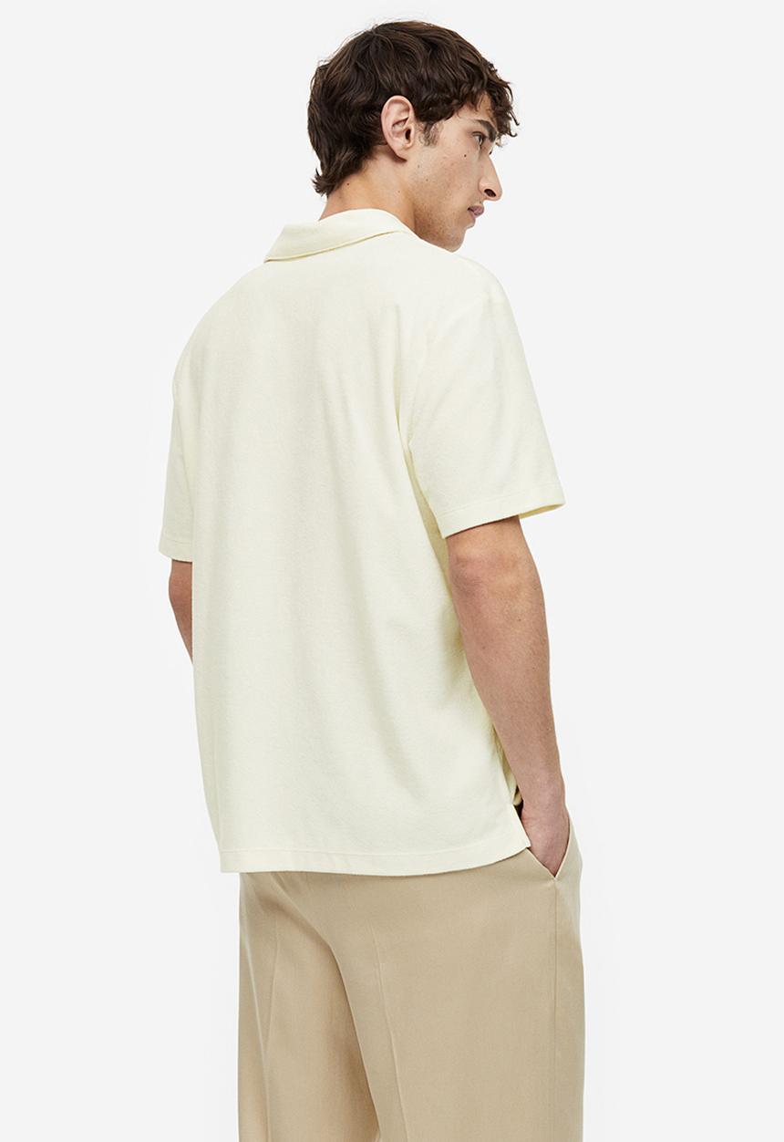 H&M - Regular fit terry polo shirt - white