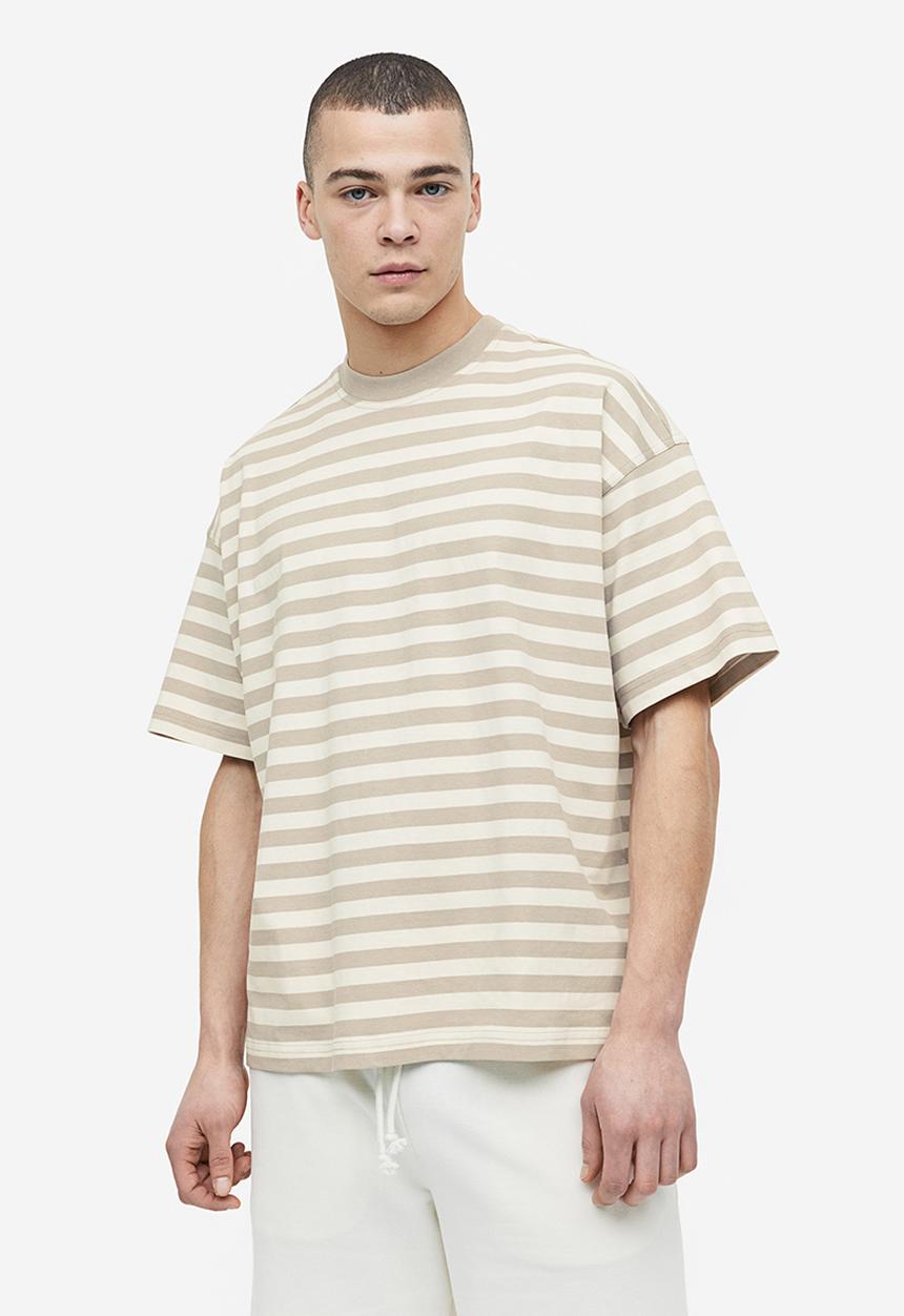 H&M - Oversized fit cotton t-shirt - beige ,multi