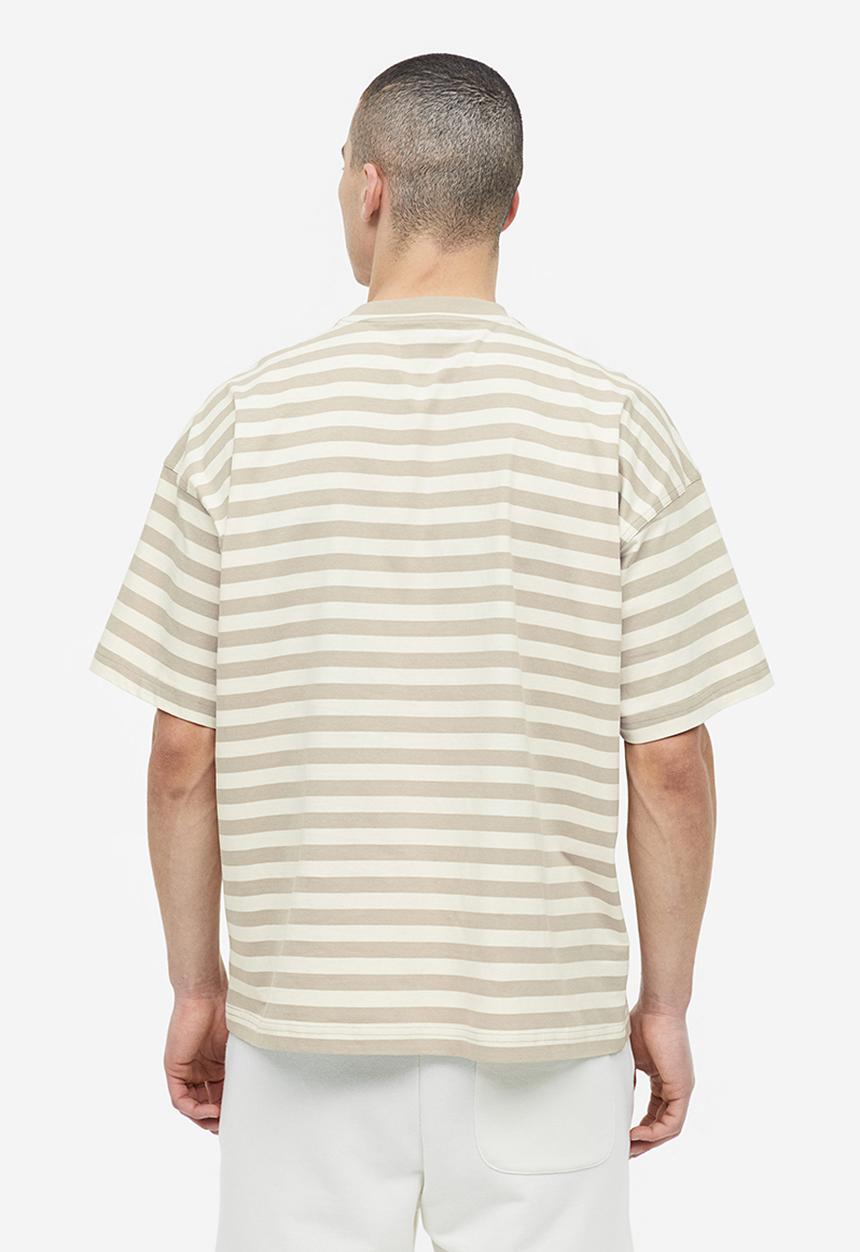 H&M - Oversized fit cotton t-shirt - beige ,multi