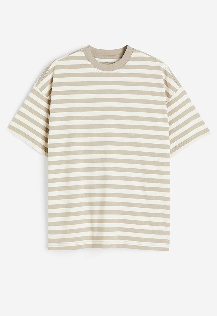 H&M - Oversized fit cotton t-shirt - beige ,multi