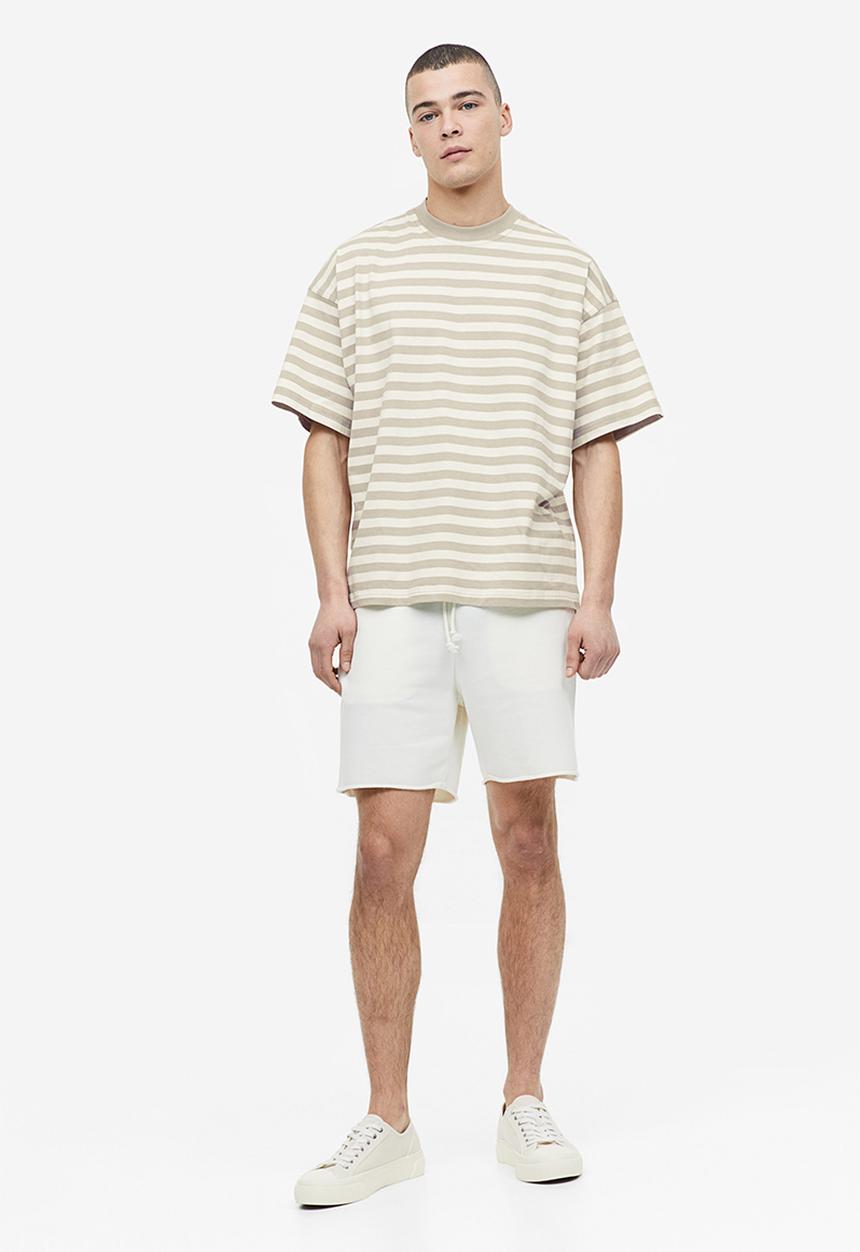H&M - Oversized fit cotton t-shirt - beige ,multi