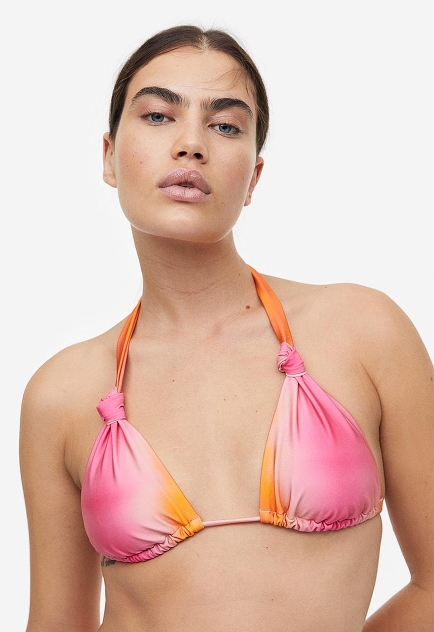 H&M - Padded triangle bikini top - pink & orange