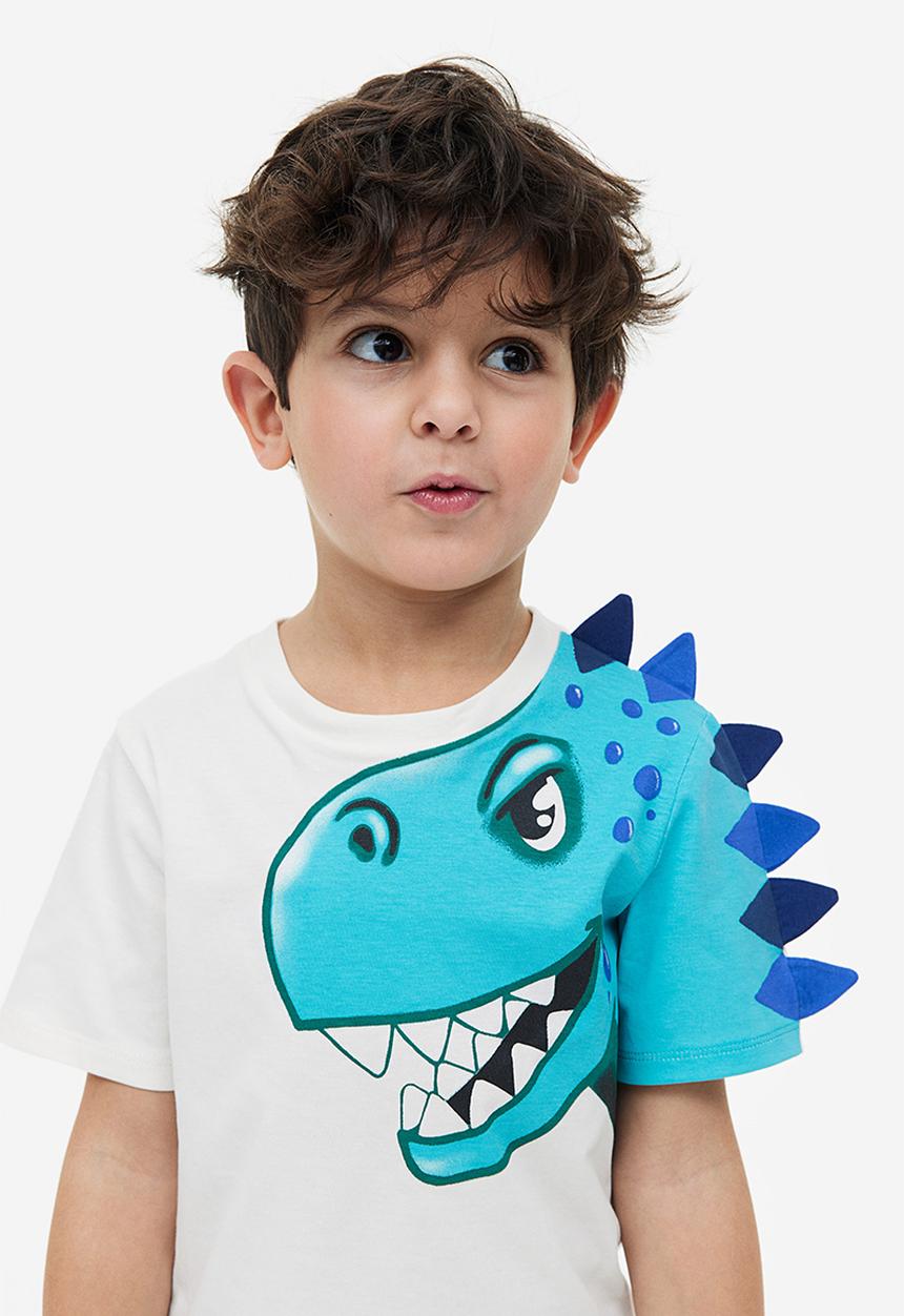 H&M - 2-piece appliquéd set - dark blue / dinosaur