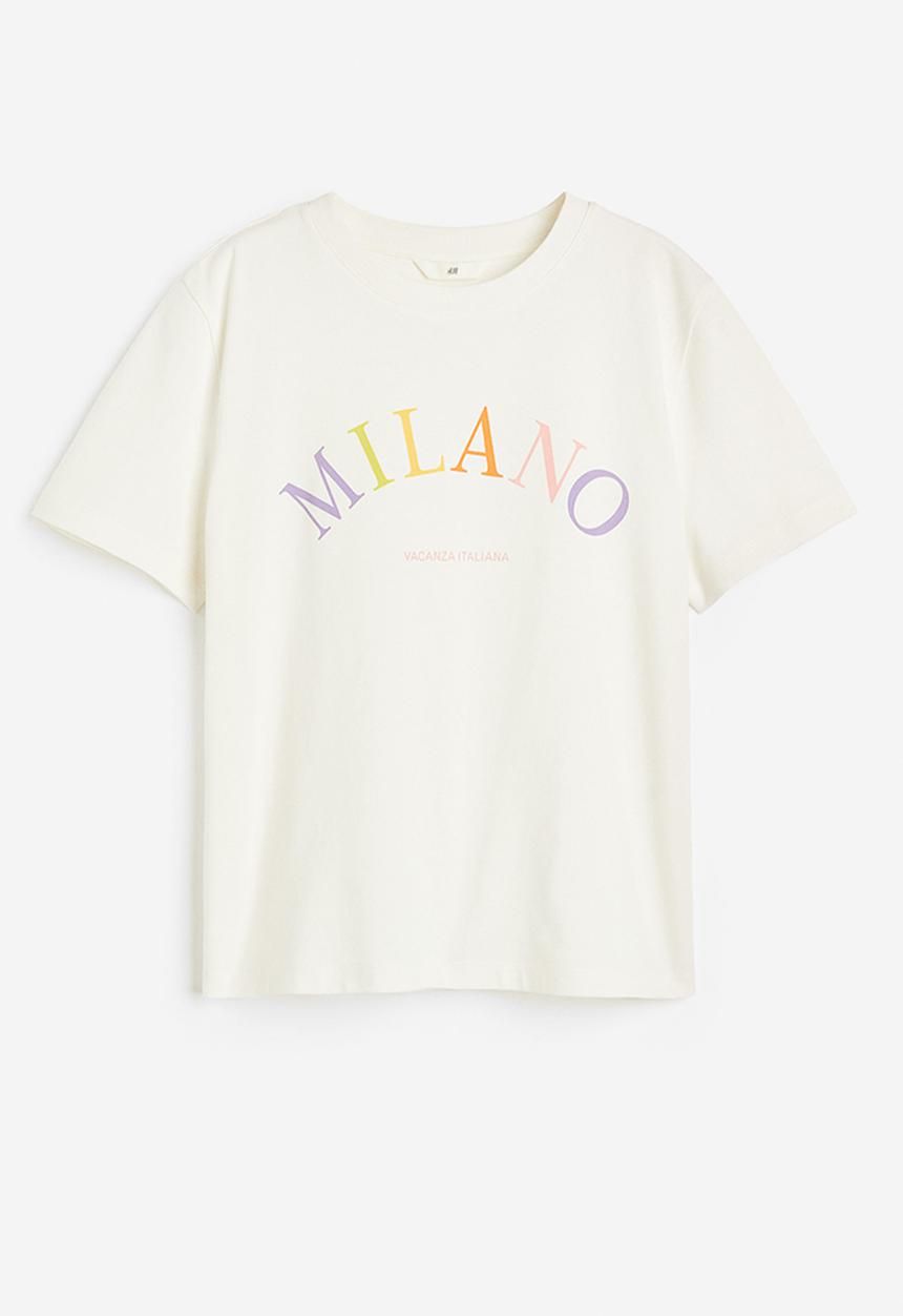 H&M - Printed T-shirt - cream milano