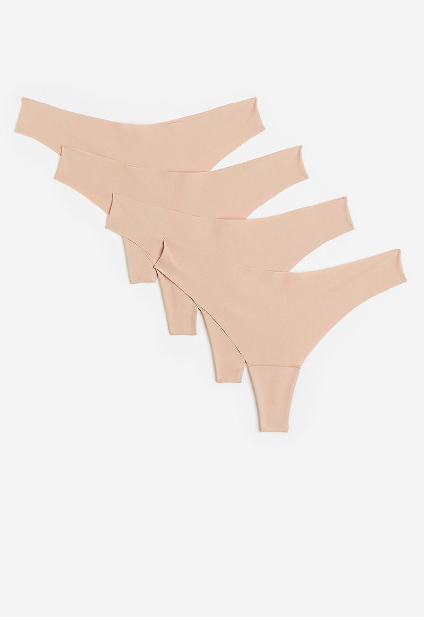 H&M - 4-Pack invisible brazilian briefs - beige