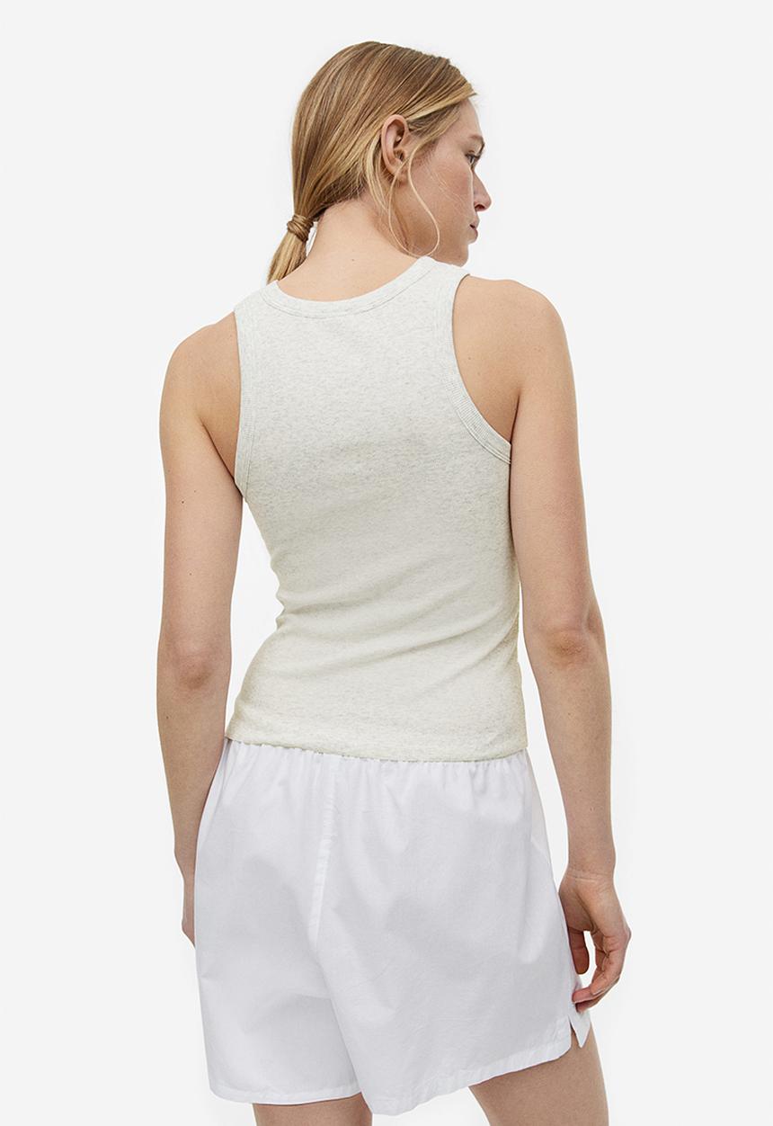 H&M - 2-pack ribbed vest tops - grey,white