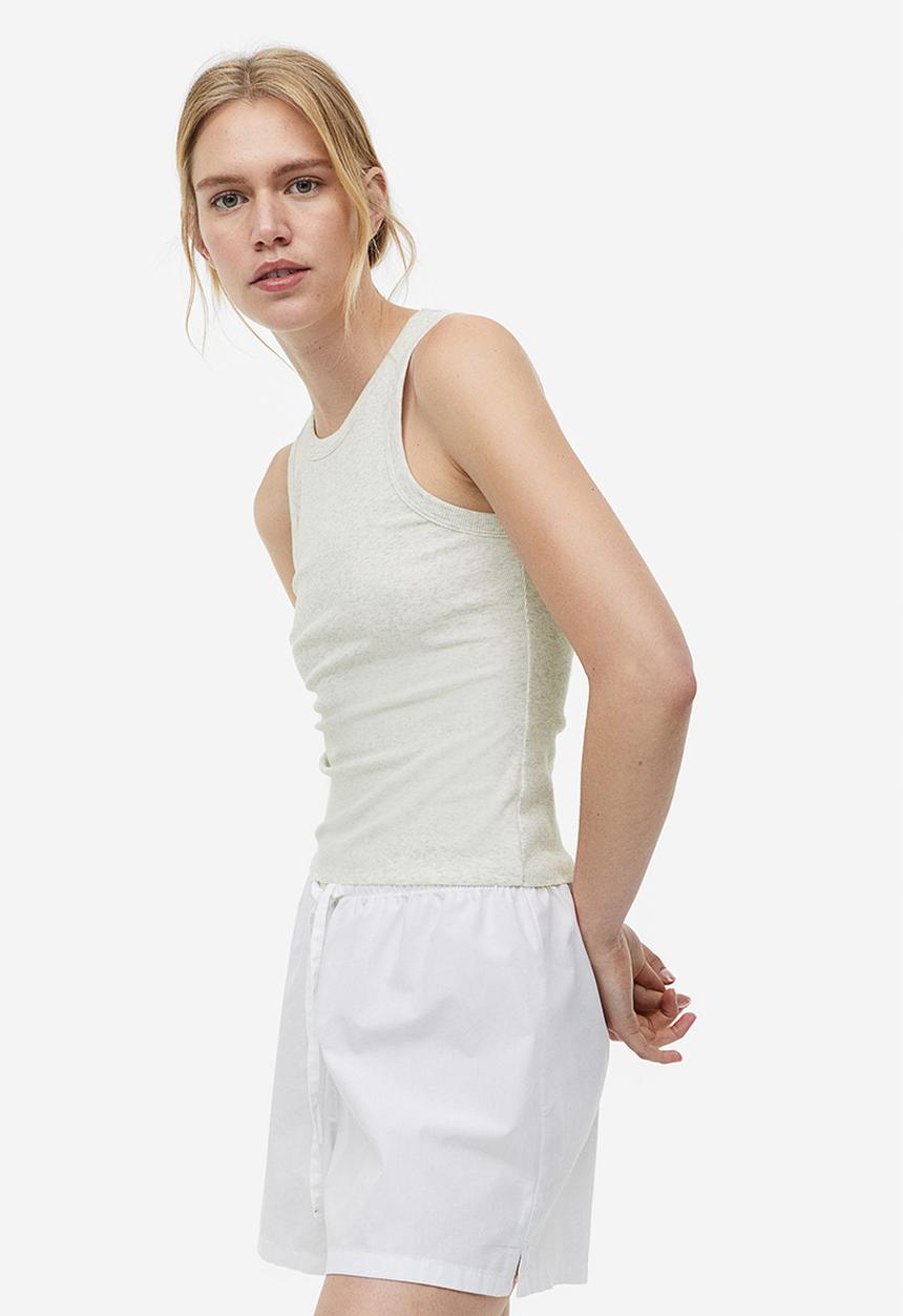 H&M - 2-pack ribbed vest tops - grey,white