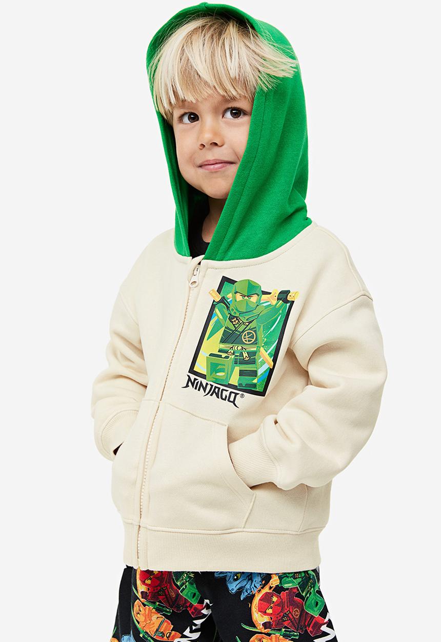 H&M - Printed zip-through hoodie - bright green / lego ninjago 