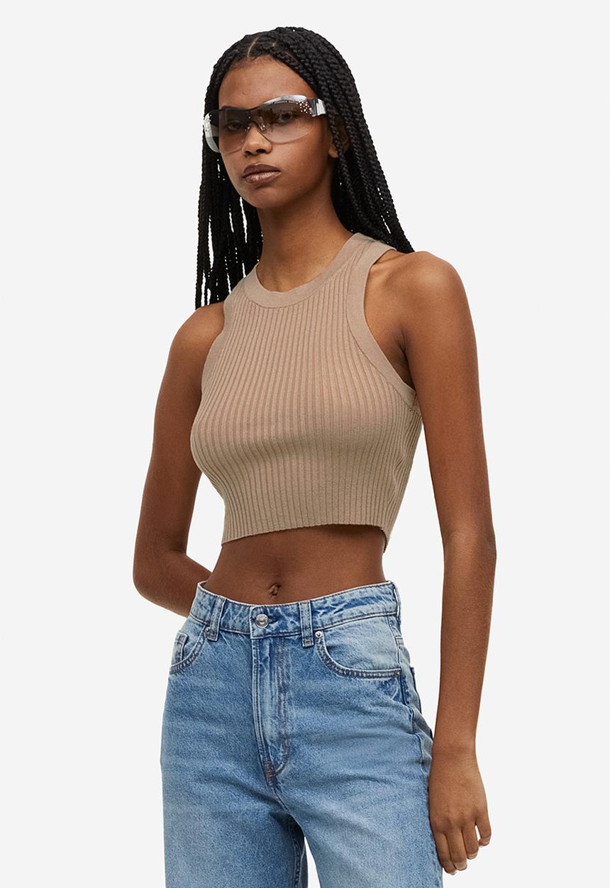 H&M - Rib-knit vest top - beige