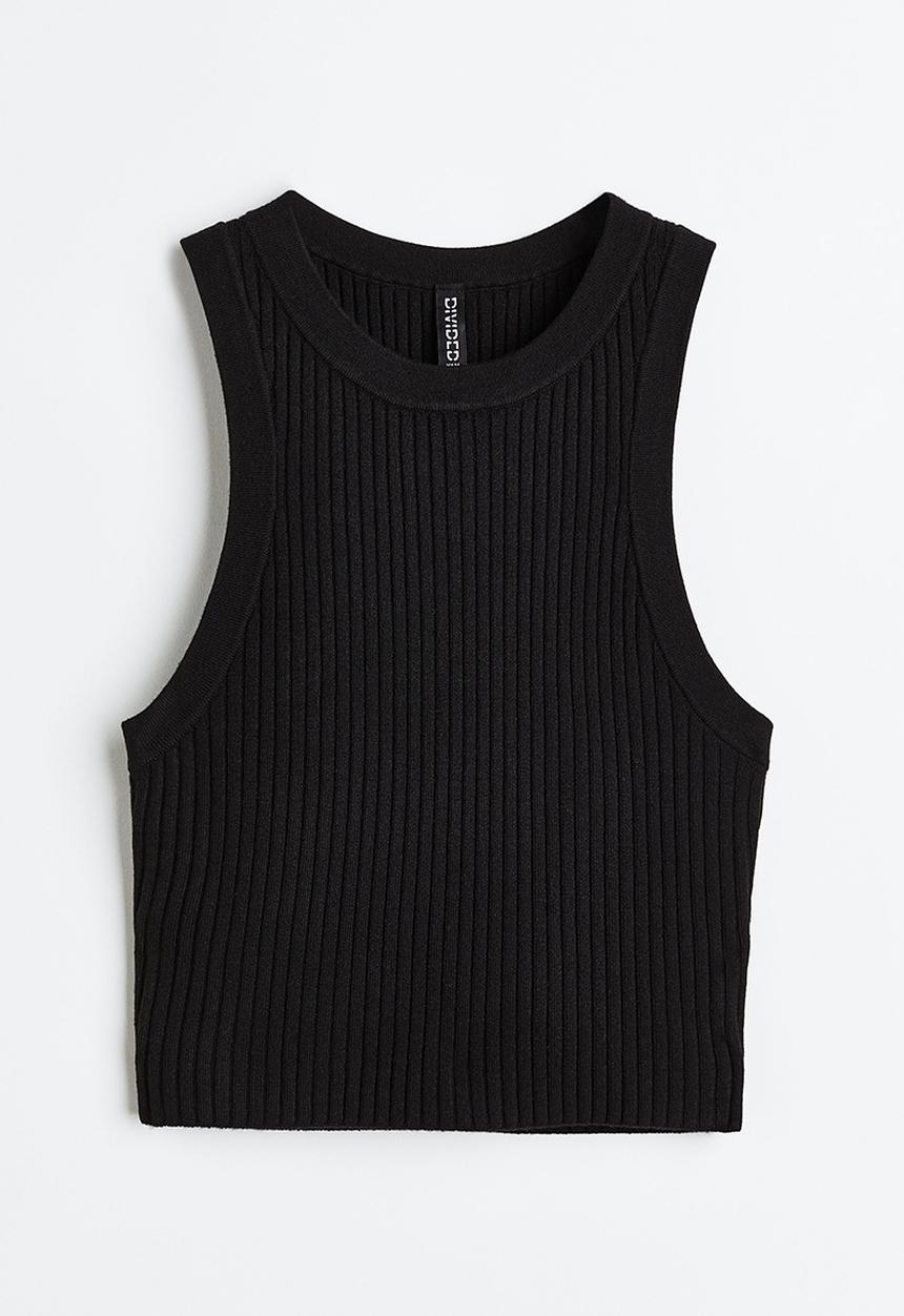 H&M - Rib-knit vest top - black