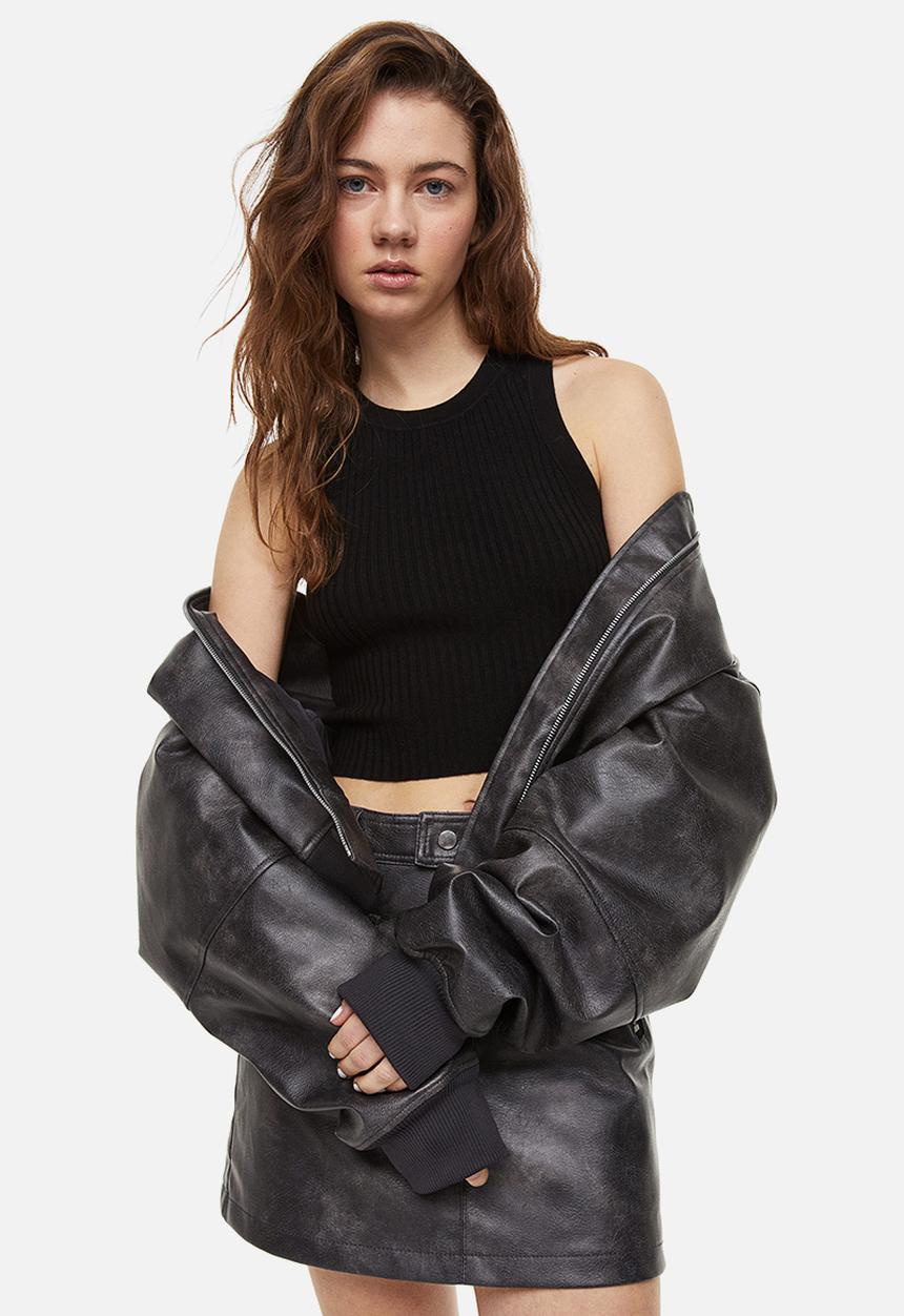 H&M - Rib-knit vest top - black