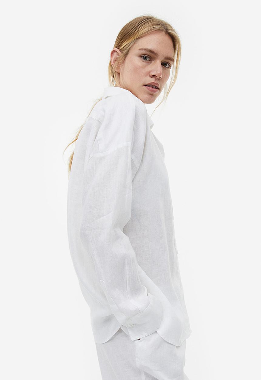 H&M - Oversized linen-blend shirt - white